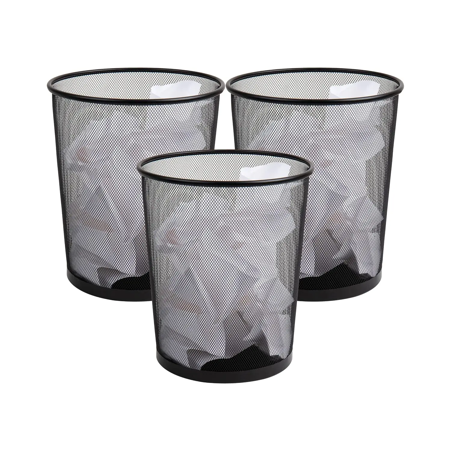 Paper Basket Mesh - Set of 3 Mesh Trash Cans,