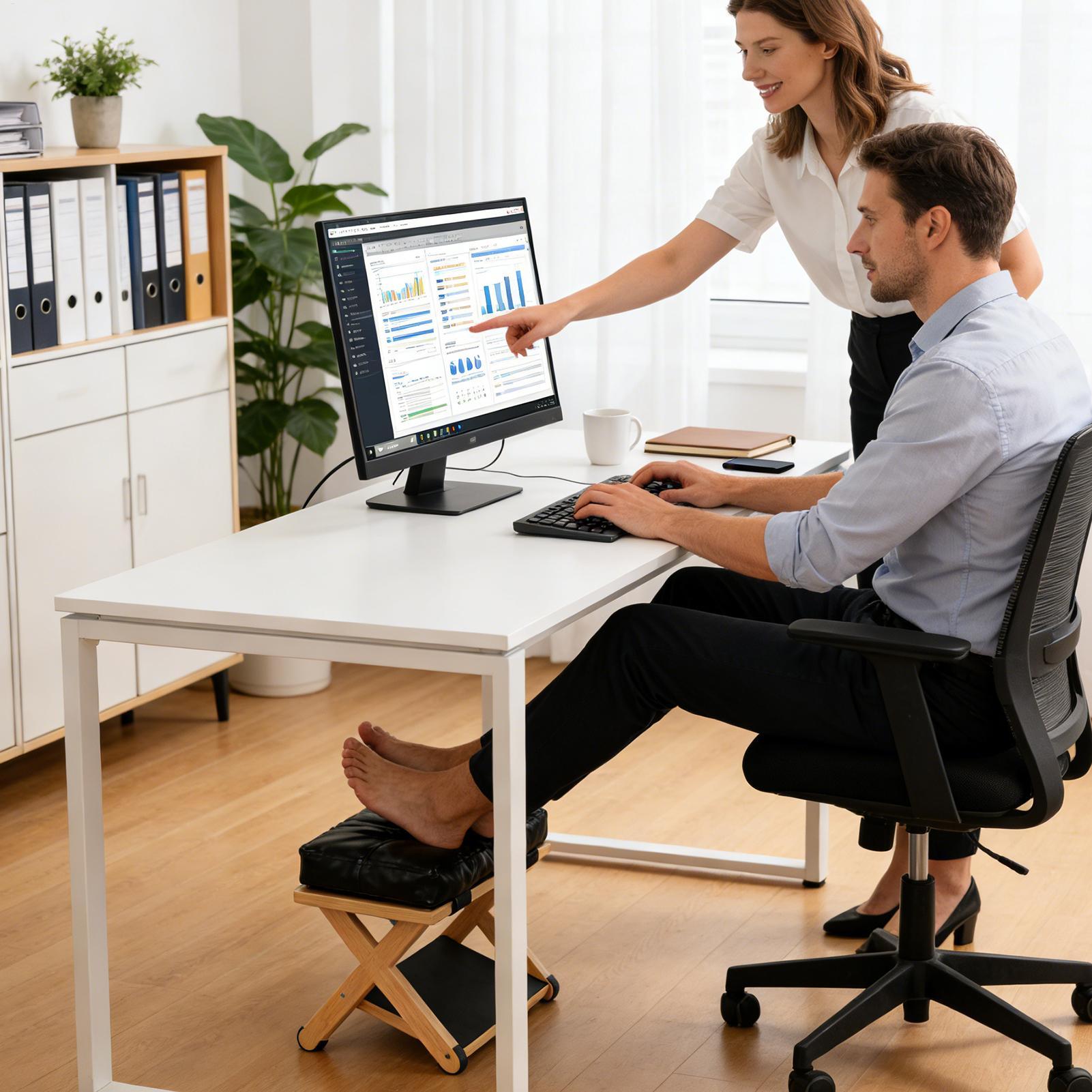 Under Desk Foot Rest Wooden Do - Office Furniture For Home avaliação e preço