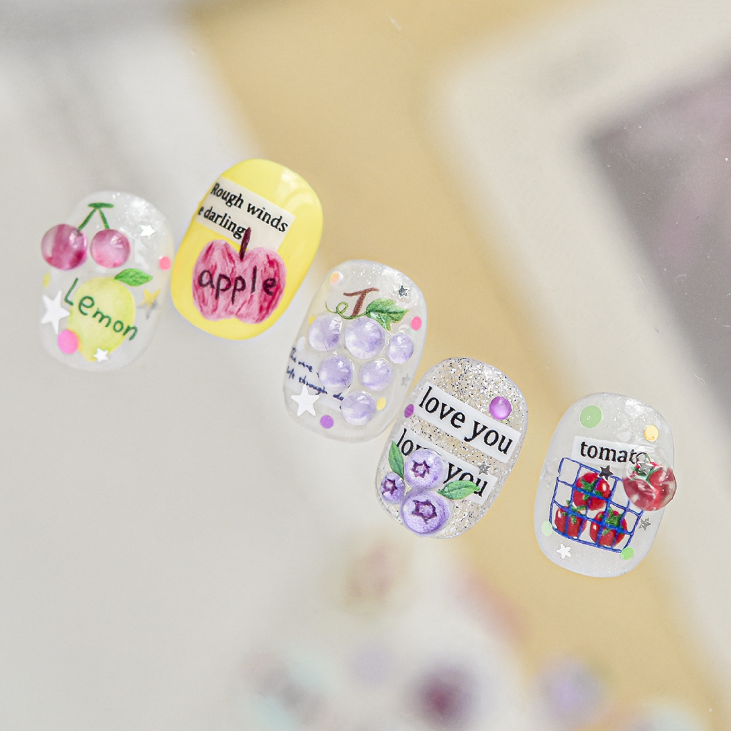 Fresh Fruit Nail Decals 5D Plu - Paper Basket Mesh avaliação e preço
