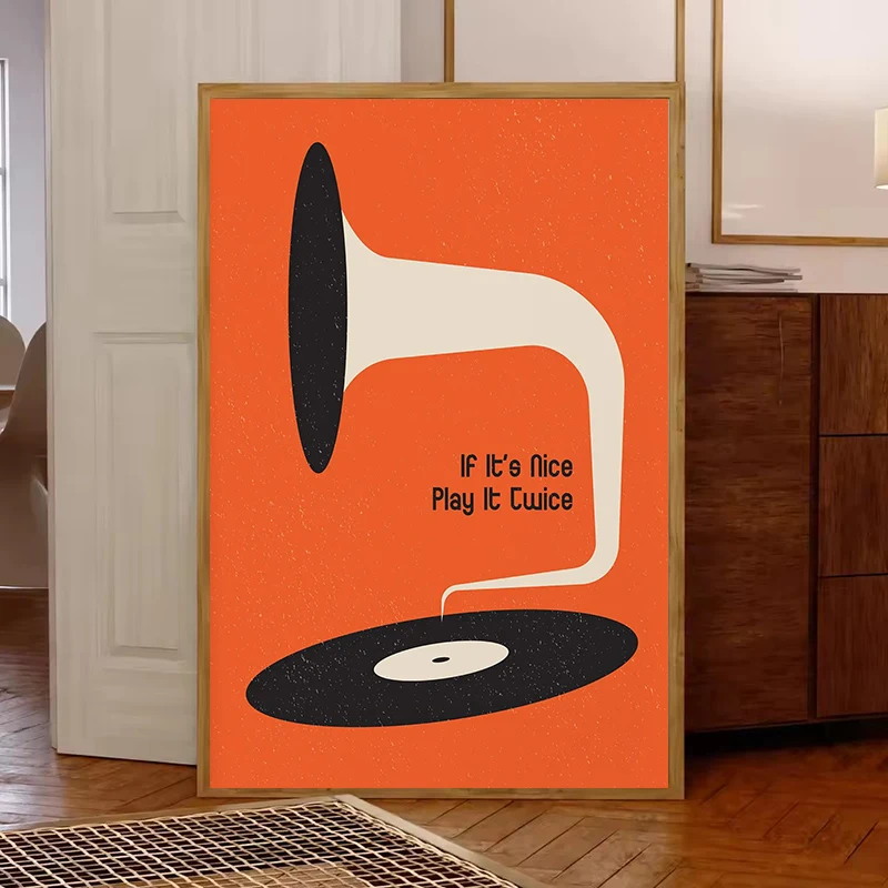 Mid Century Vinyl Record Canva - Office Furniture For Home avaliação e preço