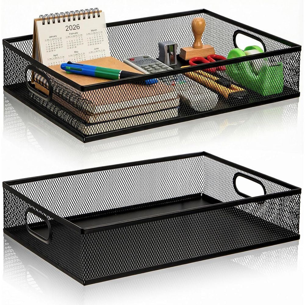 2-Tier Metal Mesh Desk Organiz - Paper Basket Mesh avaliação e preço